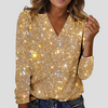 Elegante V-hals glitterblouse met lange mouwen