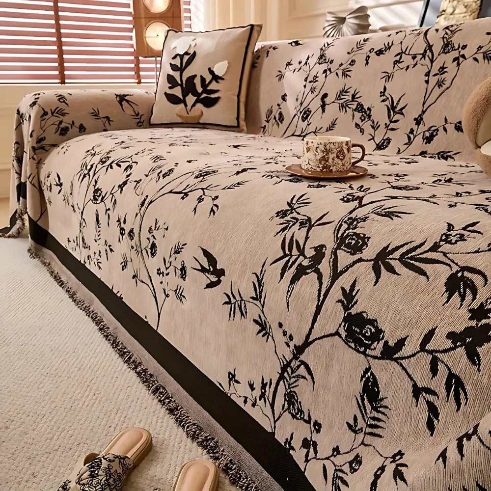 Elegante deken met bloemenpatroon en franjes