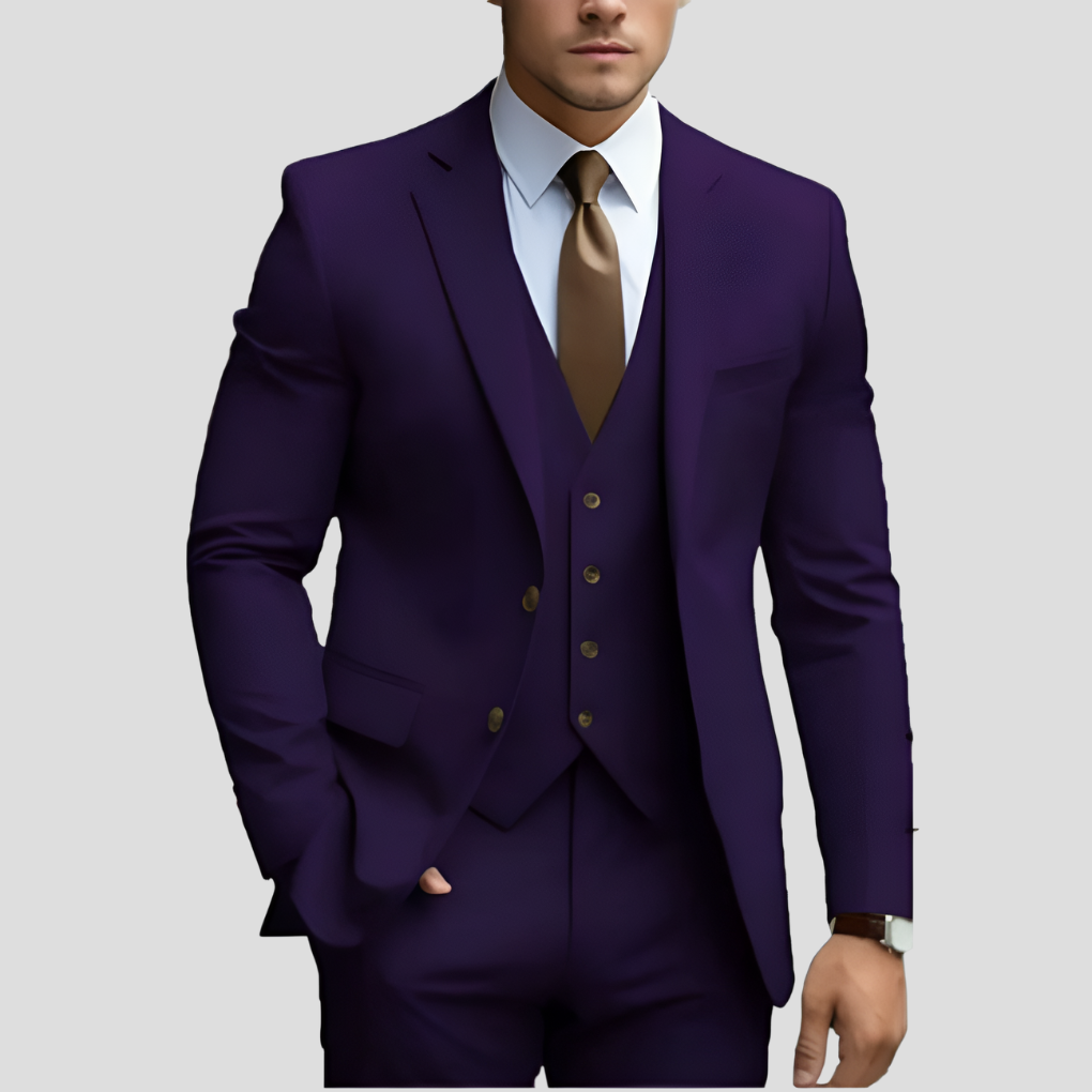 Elegant 3-delig beige slim fit herenpak (voorverkoop)