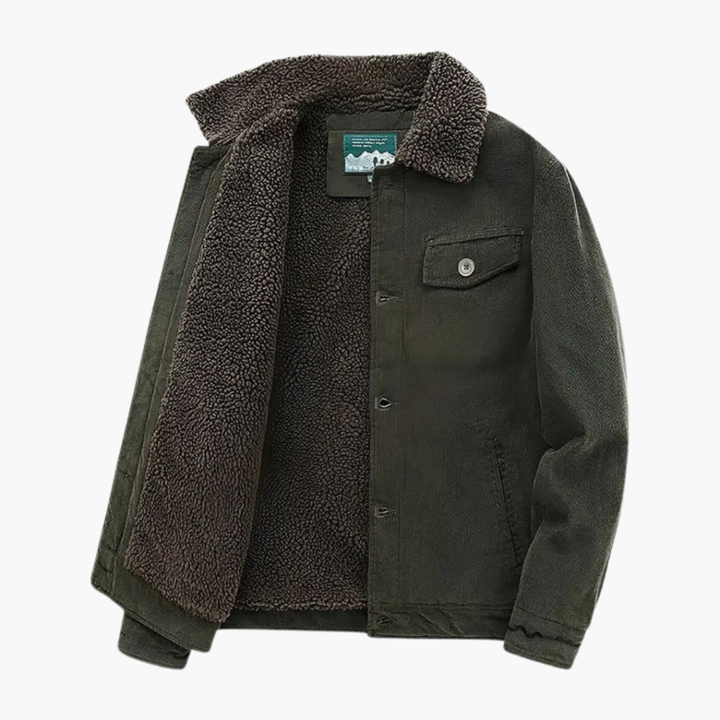 Heren Corduroy Jas met Sherpa Voering en Knopsluiting