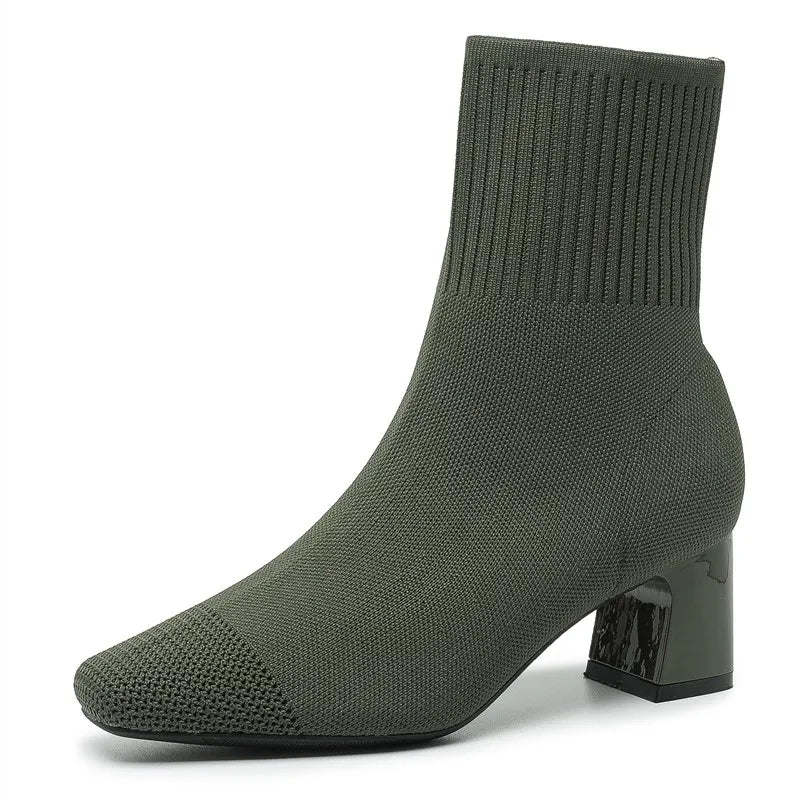 Modieuze gebreide soklaarzen met hak voor Dames