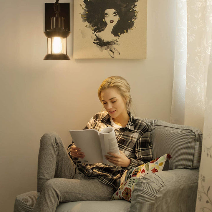 Silva Industriële Retro Wandlamp Zwart/Brons Binnen Metaal/Glas