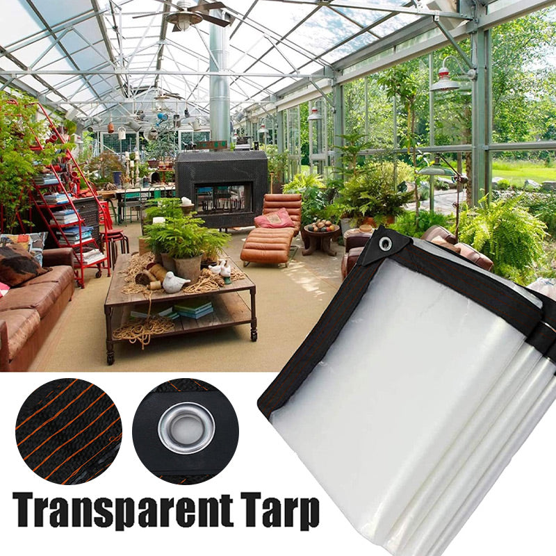 Transparant weerbestendig beschermzeil voor tuin, terras en buitengebruik