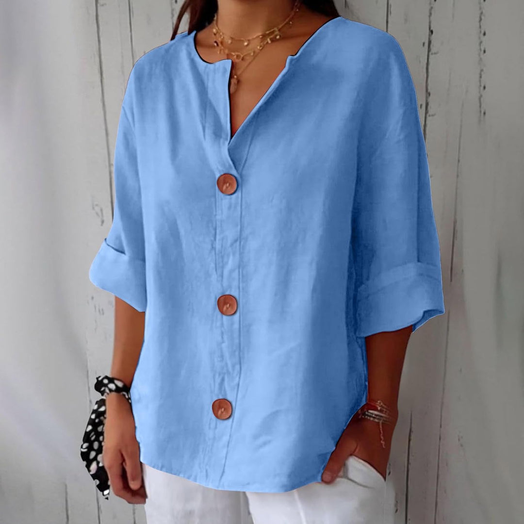 Olivia – losse linnen blouse: lichte en comfortabele zomertop