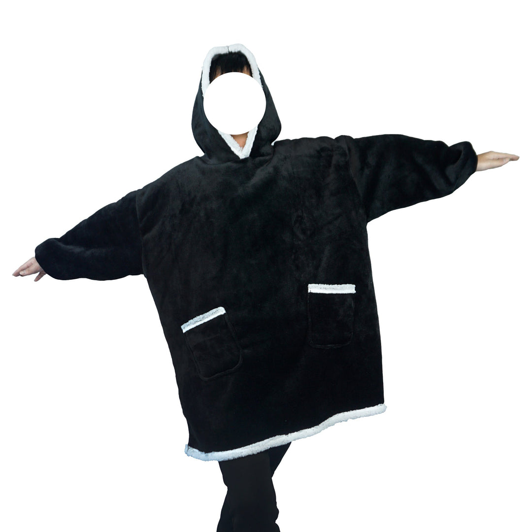 Deken hoodie van flanel met capuchon en zak – one size