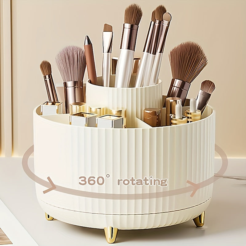 360° Rotating Make-up Organizer - Duurzame Kunststof Cosmetica Opbergdoos met 5 Vakken - Celeste