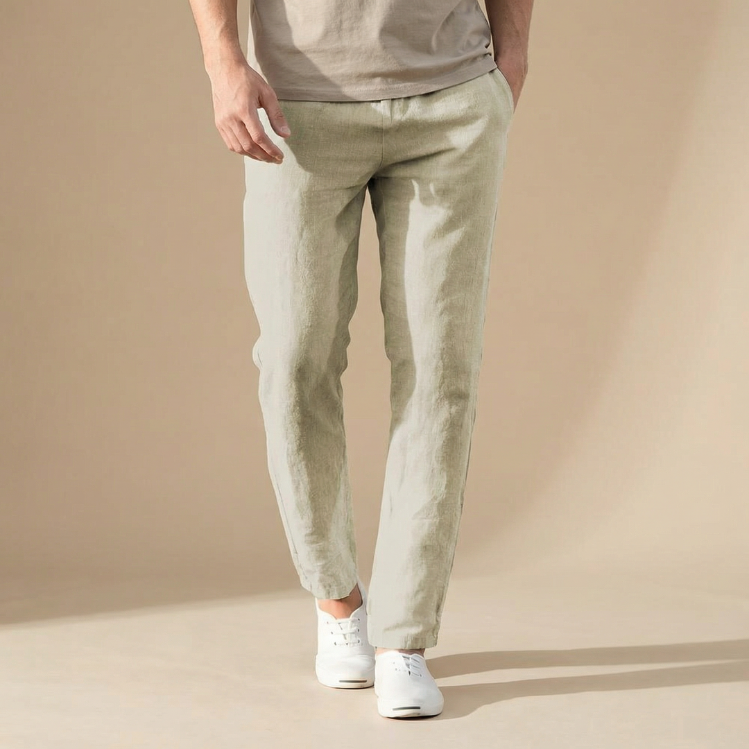 Linnen zomerbroek Heren Regular Fit Ademend materiaal Elastische taille — afbeelding 1