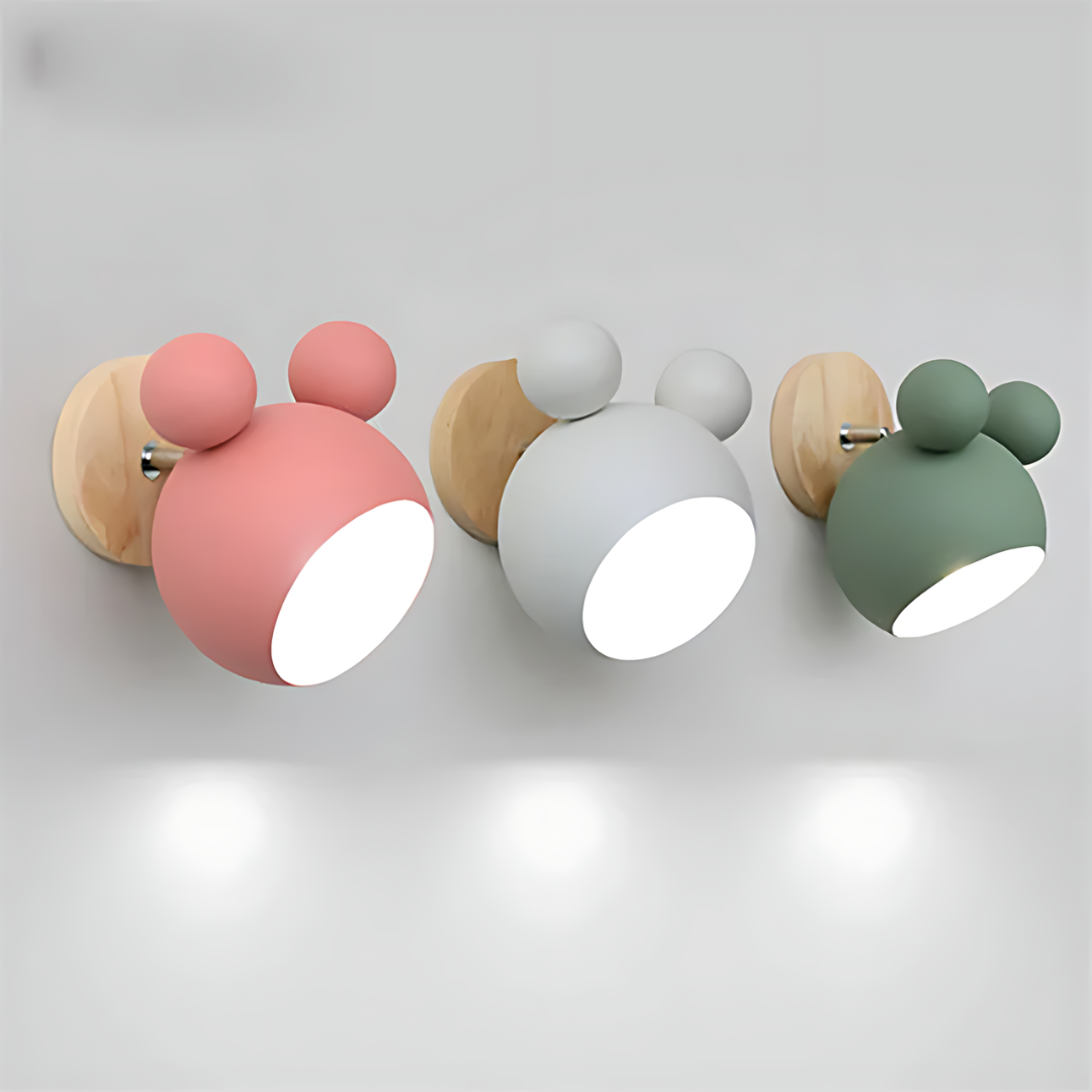 LumiMickey Nordic Wandlamp | Schattige LED-wandlamp in de vorm van een muisje voor een gezellige kinderkamer en speelkamer.