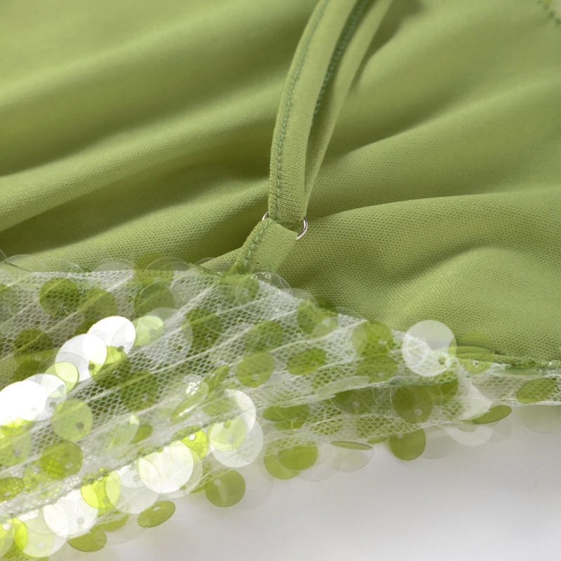 Luxe Paillettenjurk met Open Rug en Spaghettibandjes