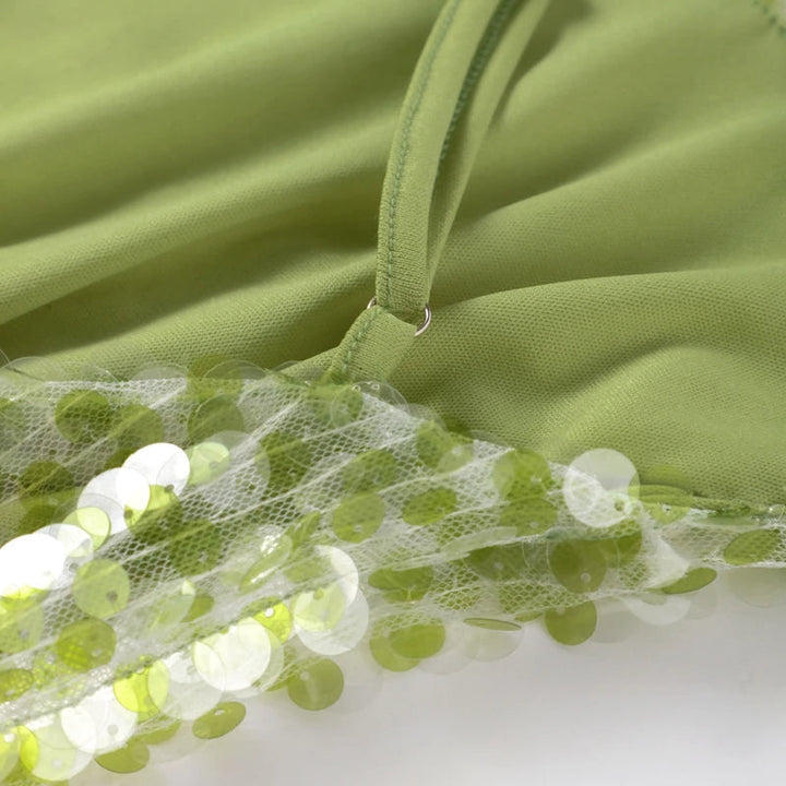 Luxe Paillettenjurk met Open Rug en Spaghettibandjes