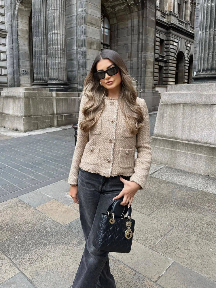 Elegant cropped tweed jasje voor dames