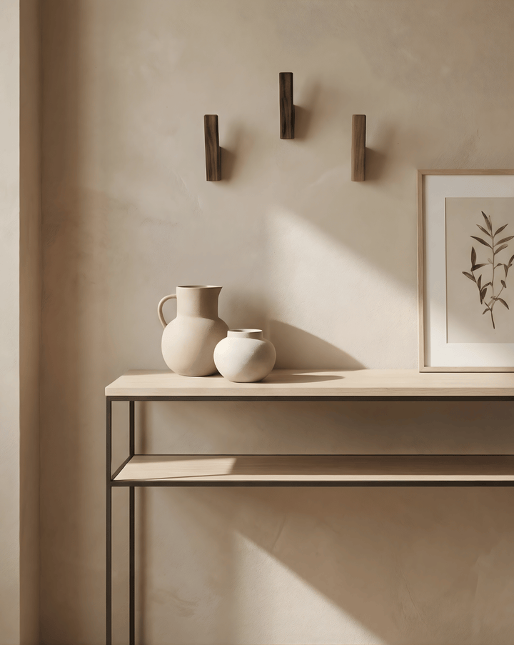 Houten kapstokhaken, set van 4 – minimalistische wandhaken voor hal en badkamer