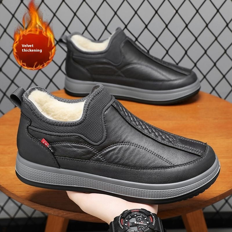 Gevoerde snowboots heren met platte zool en ronde neus
