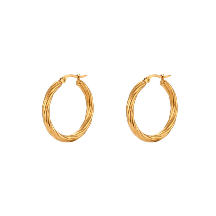 Fashionable Simple And Luxe Stainless Steel C-Shaped Earrings For Women