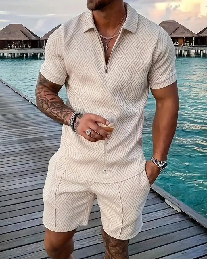 Casual zomertrainingspak met ritskraag