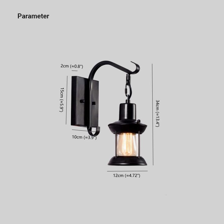 Silva Industriële Retro Wandlamp Zwart/Brons Binnen Metaal/Glas