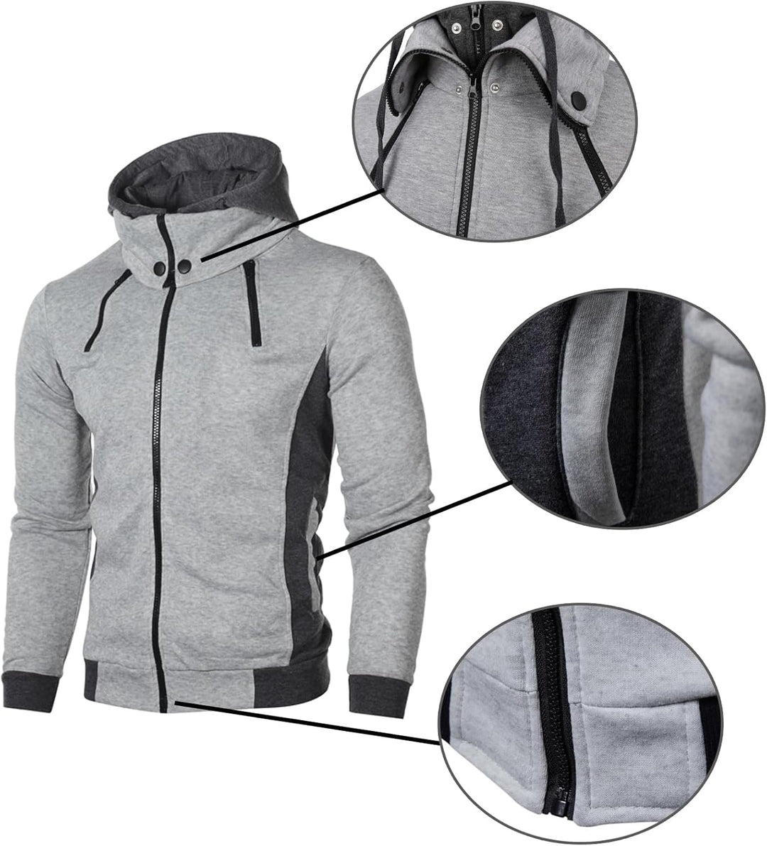 Slim-fit Fleece sportjack met Rits en Capuchon Heren