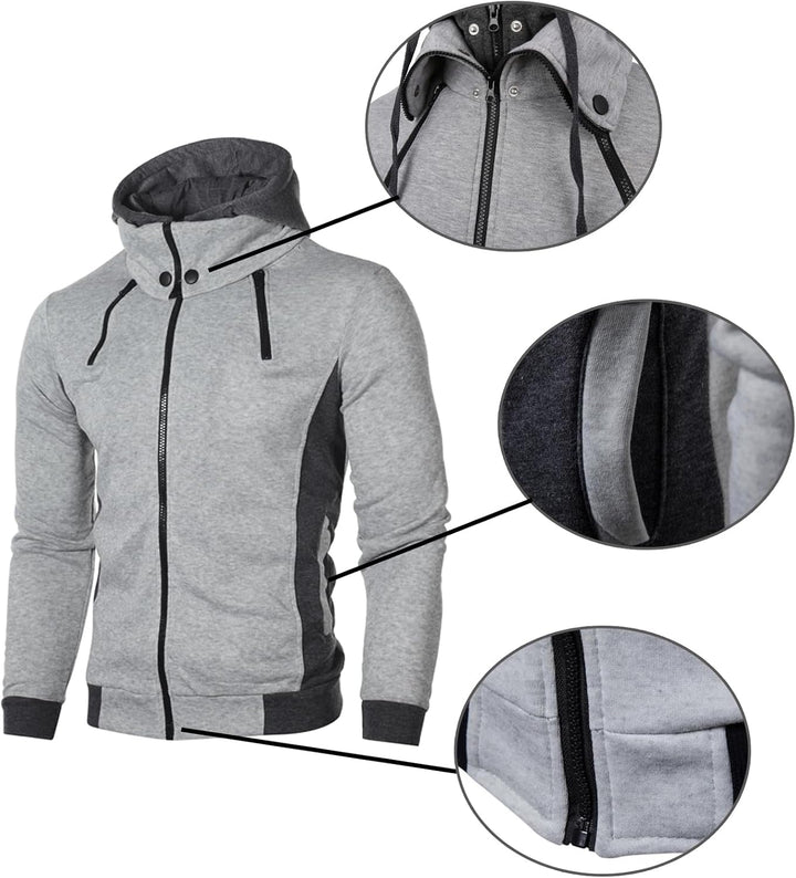 Slim-fit Fleece sportjack met Rits en Capuchon Heren