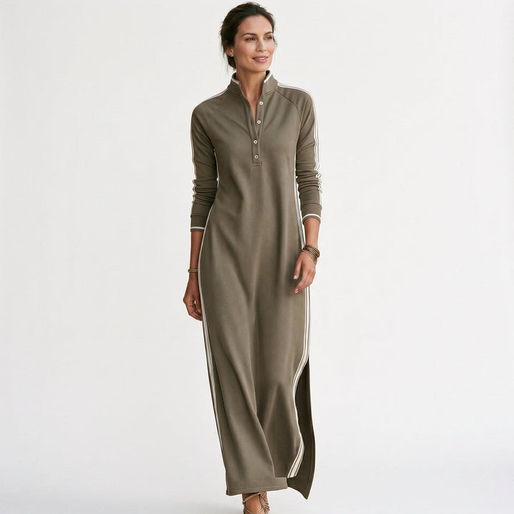 Maxi-sweaterjurk met overhemdkraag voor dames