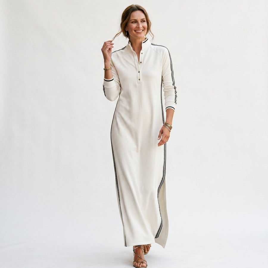 Maxi-sweaterjurk met overhemdkraag voor dames