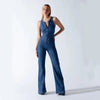 Denim jumpsuit met open rug in hartvorm voor dames