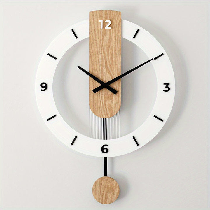 Creatieve Pendelklok in Hout en Acryl – Elegante en Stille Decoratie