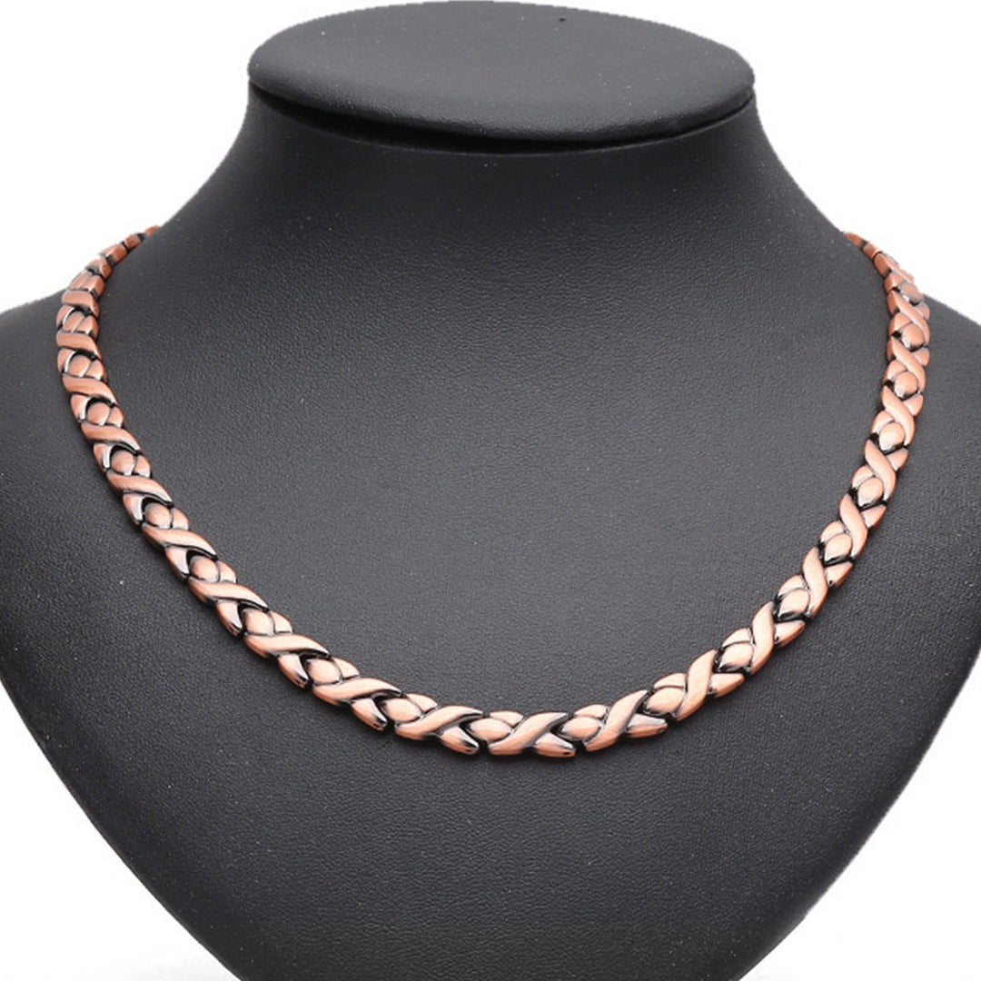 Unisex Red Copper Braided Necklace