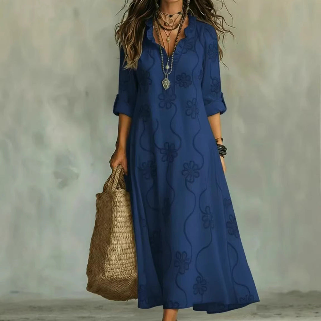 Printed Loose-fit Casual Robe Dress