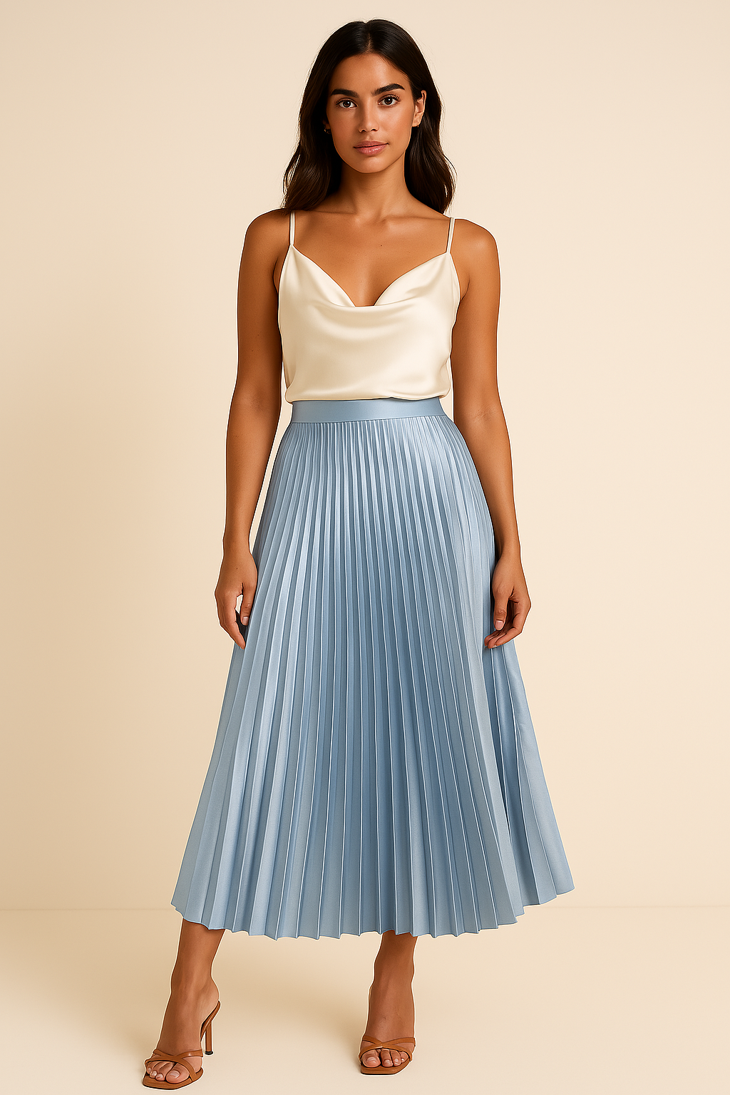 Satijnen Plissérok Hoge Taille