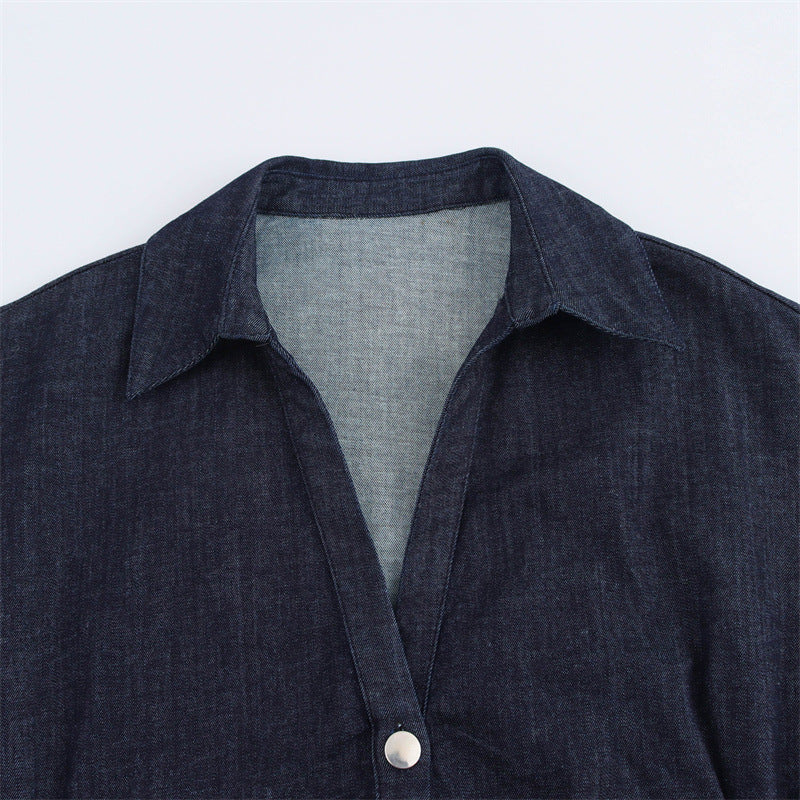 Getailleerde denim midi-jurk voor dames