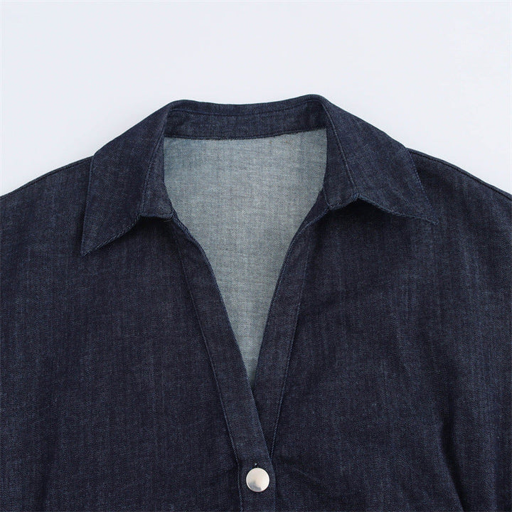 Getailleerde denim midi-jurk voor dames