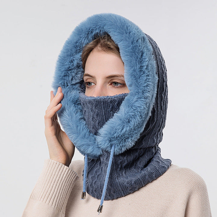 Pluche capuchonmuts met sjaal voor dames – warm en winddicht