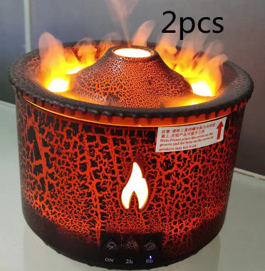 Vulkaan aroma diffuser met kwallenringen en vlameffect, 350 ml