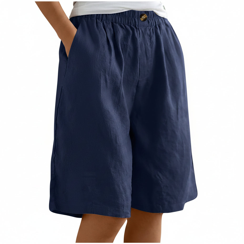 Women's Cotton And Linen Cropped Loose High Waist Shorts