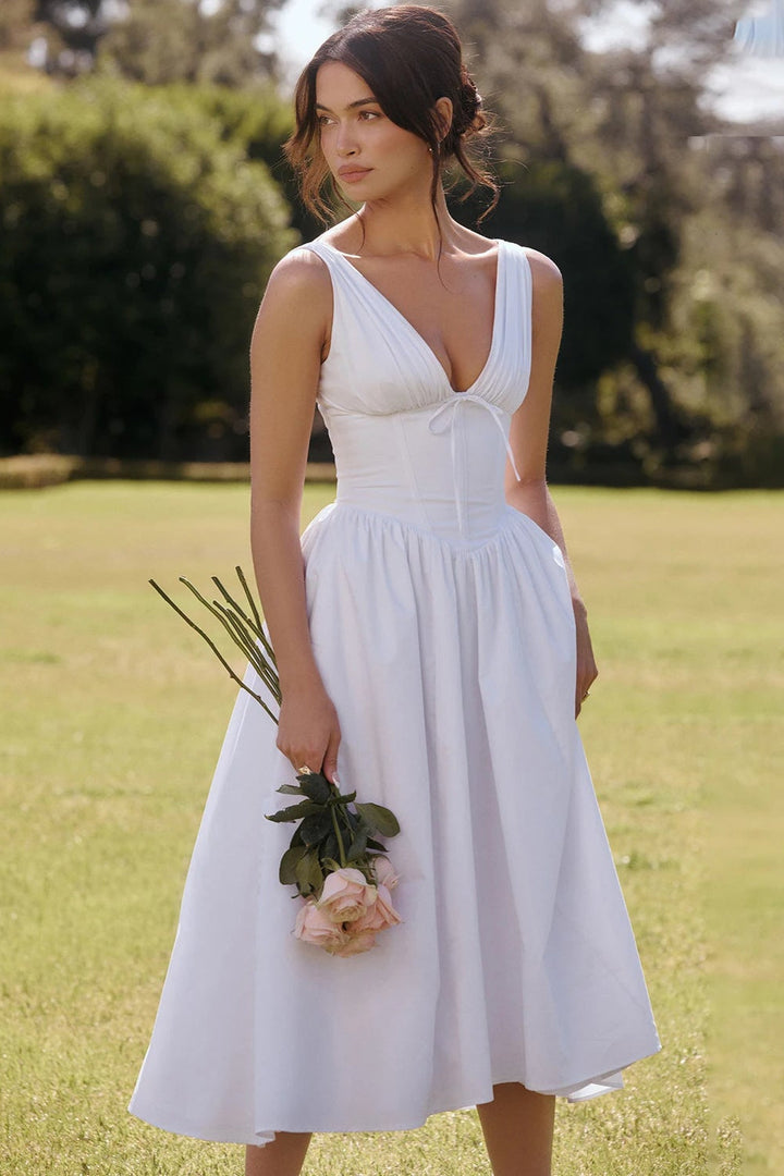 Lange halterjurk met kanten afwerking Dames - ideaal voor de lente en zomer!