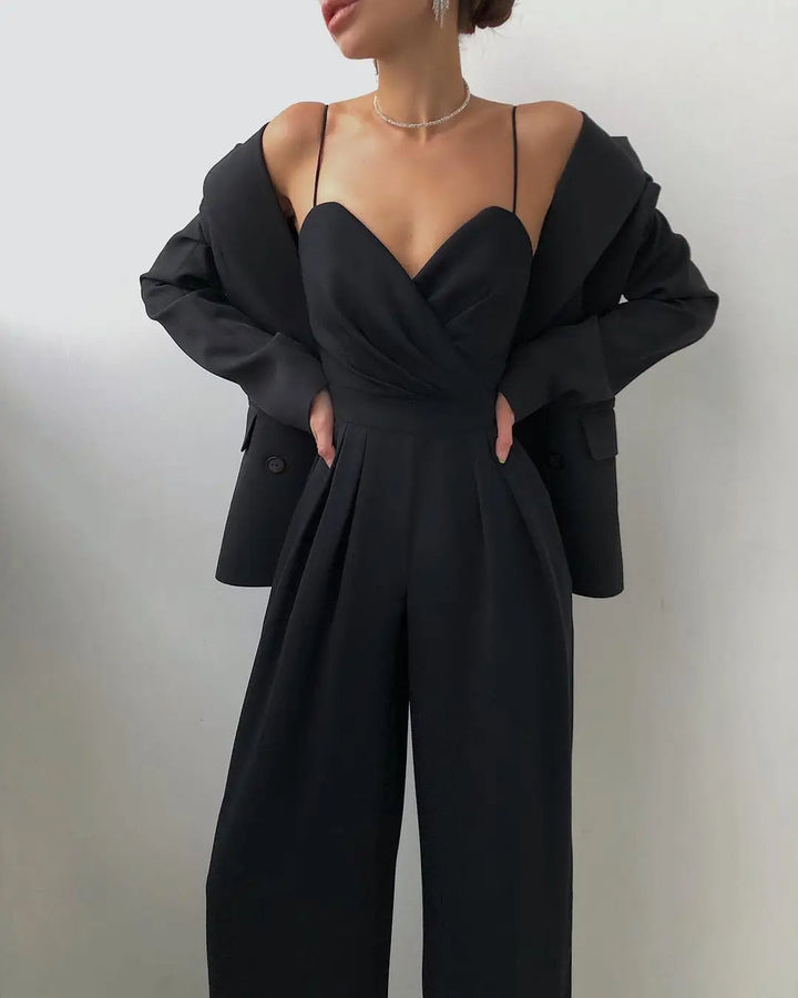 Mouwloze Jumpsuit met Hoge Taille en Wijde Pijpen Dames