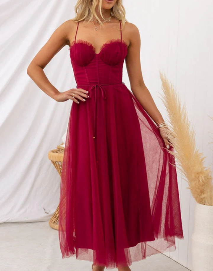 Lichtgewicht mouwloze maxi-jurk voor dames met V-hals