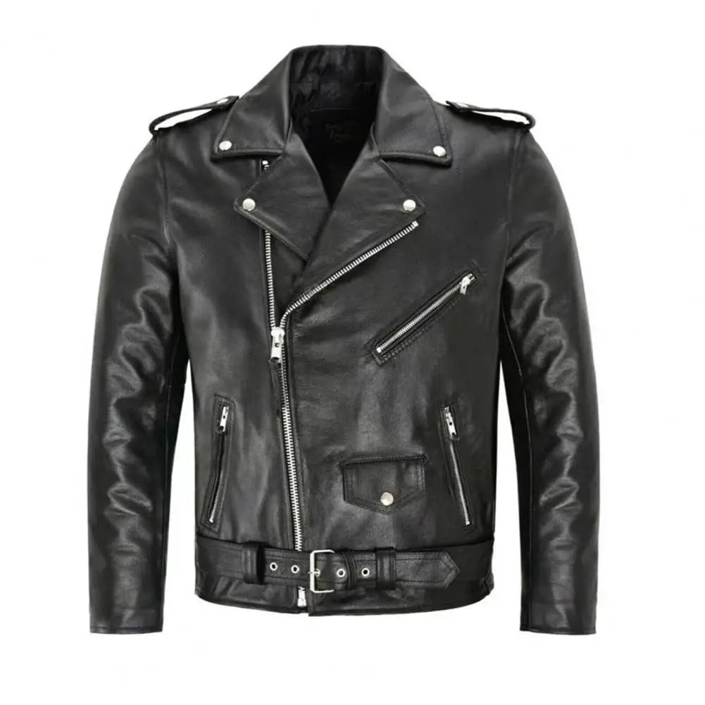 Slim Fit Imitatieleer Jas voor Heren