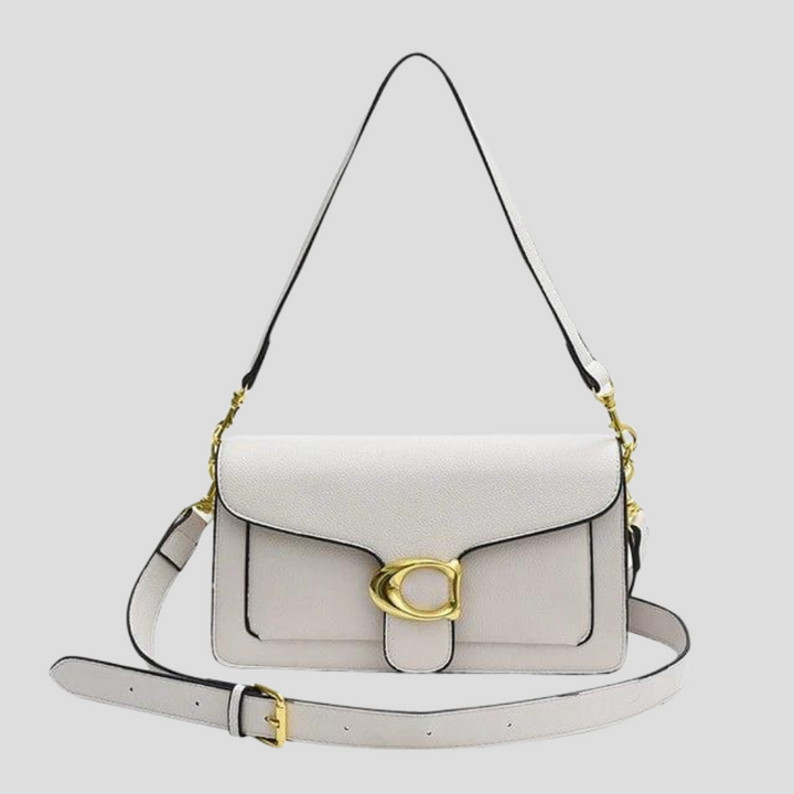 Klassieke gestructureerde schoudertas met goudkleurige gesp