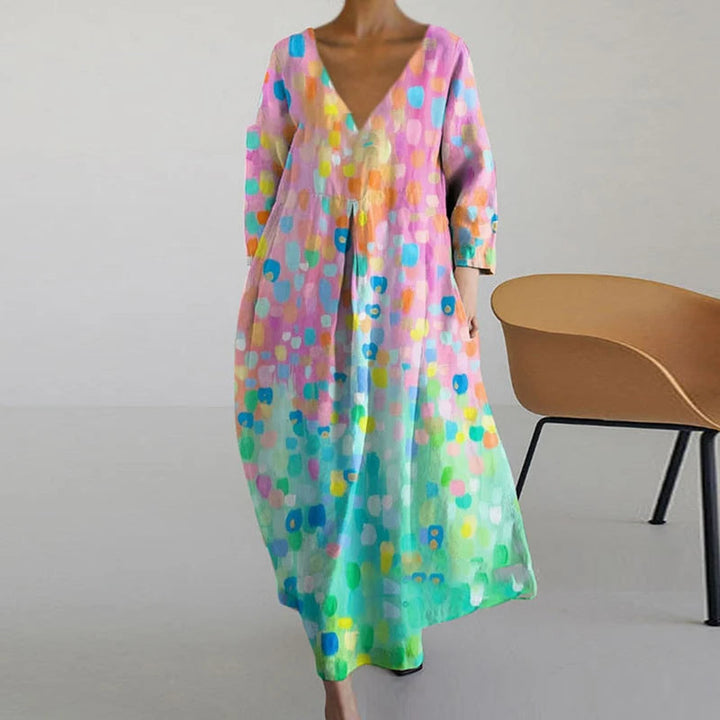 Maxi Jurk met Abstracte Bloemenprint en Zakken