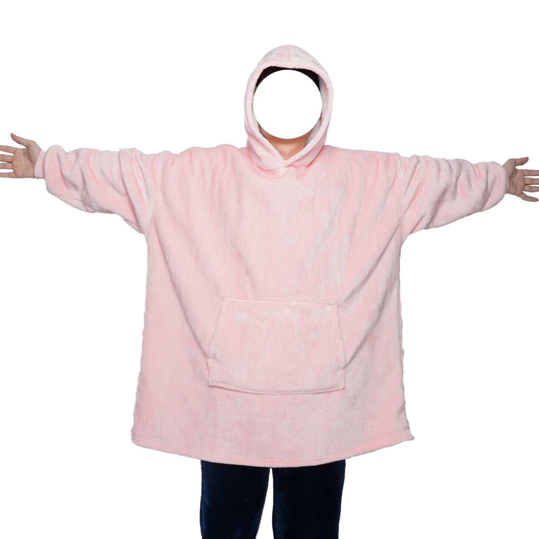 Deken hoodie van flanel met capuchon en zak – one size