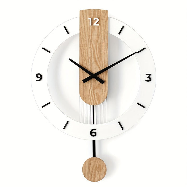 Creatieve Pendelklok in Hout en Acryl – Elegante en Stille Decoratie