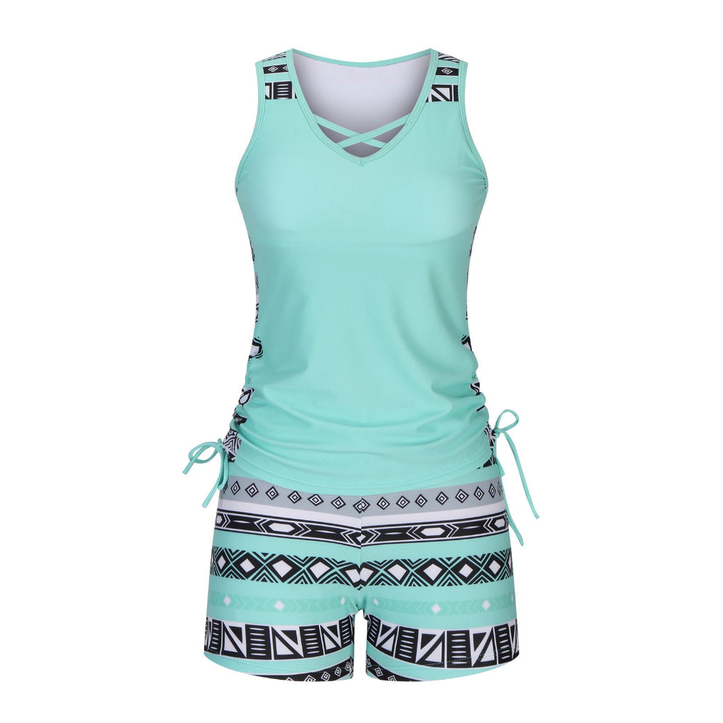 European And American Women's Seperated Swimwear High Waist Swimsuit Tied Top