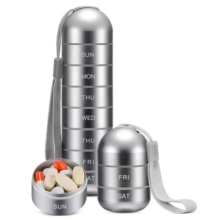 Aluminium 7-daagse draagbare pillendoos