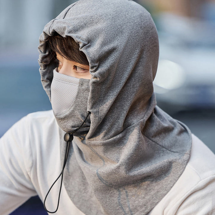 Winddicht gezichtsmasker met capuchon en nekwarmer voor fietsen