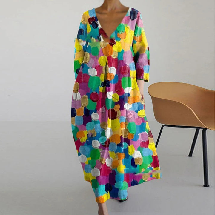 Maxi Jurk met Abstracte Bloemenprint en Zakken