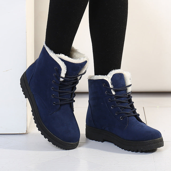 Hoge snowboots voor dames met veters en warme wolvoering