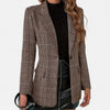 Dames geruite blazer met enkele knoopsluiting, getailleerde pasvorm, bruin