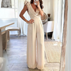 Comfortabel V-Hals Jumpsuit met Appliqués