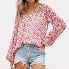 Chiffon Bloemenprint Blouse met V-hals Dames
